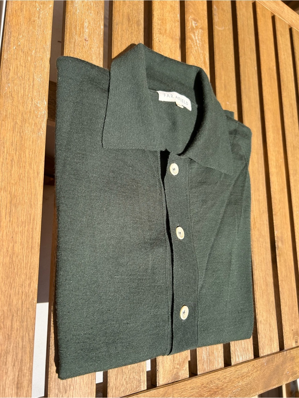 Men's Far Afield “Velzy” merino wool acrylic Anglo-Saxon button up polo